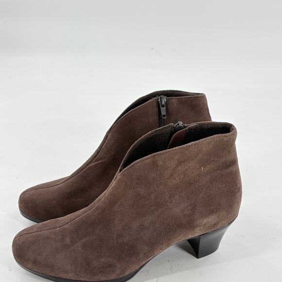 Munro Robyn Ankle Boots 7.5 7.5W Wide Brown NWOT Suede Ankle Bootie Comfort Heel - Picture 4 of 9